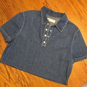 Zara Denim Blue Crop Top